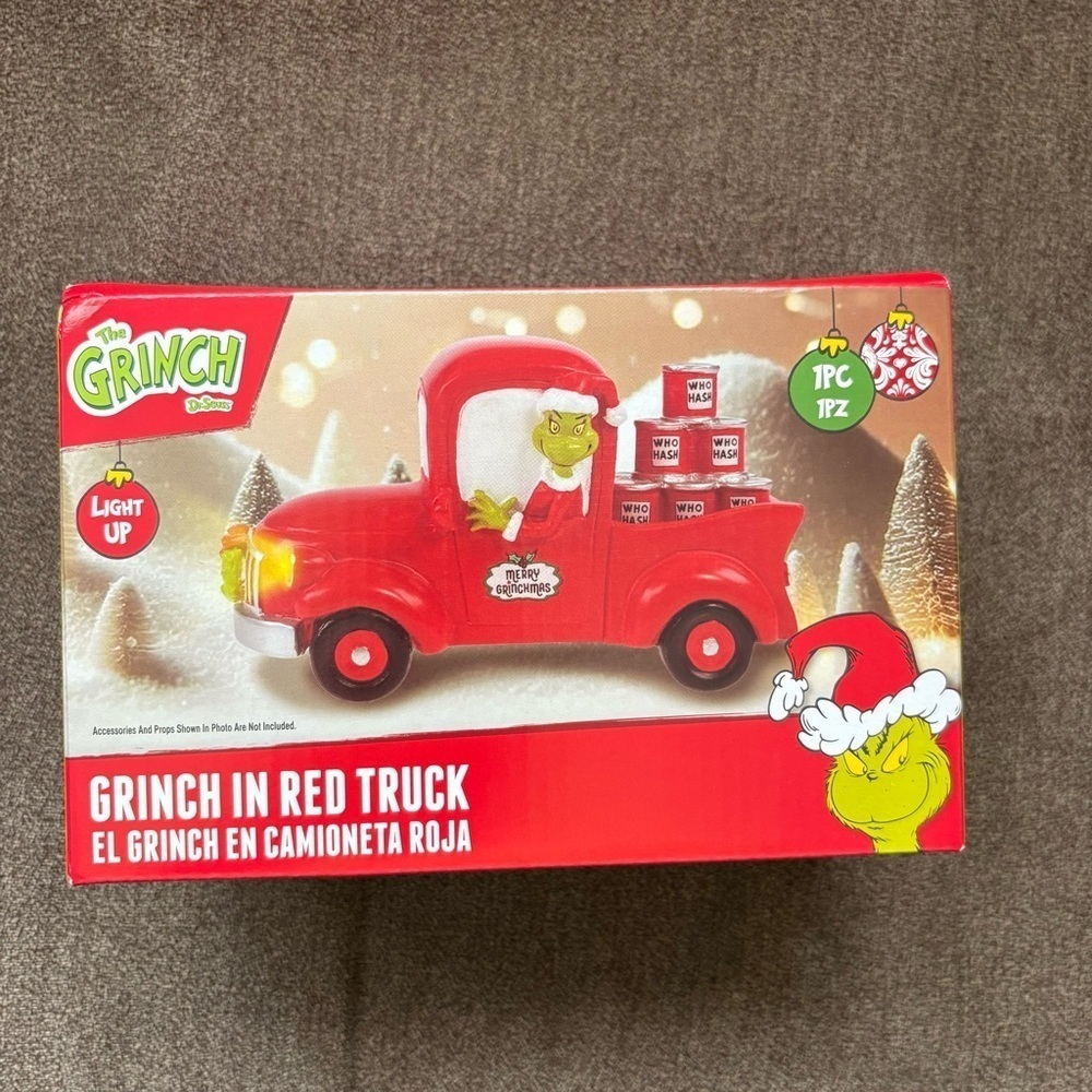 Dr. Seuss Grinch in Red Truck Light-Up Decor NEW Christmas